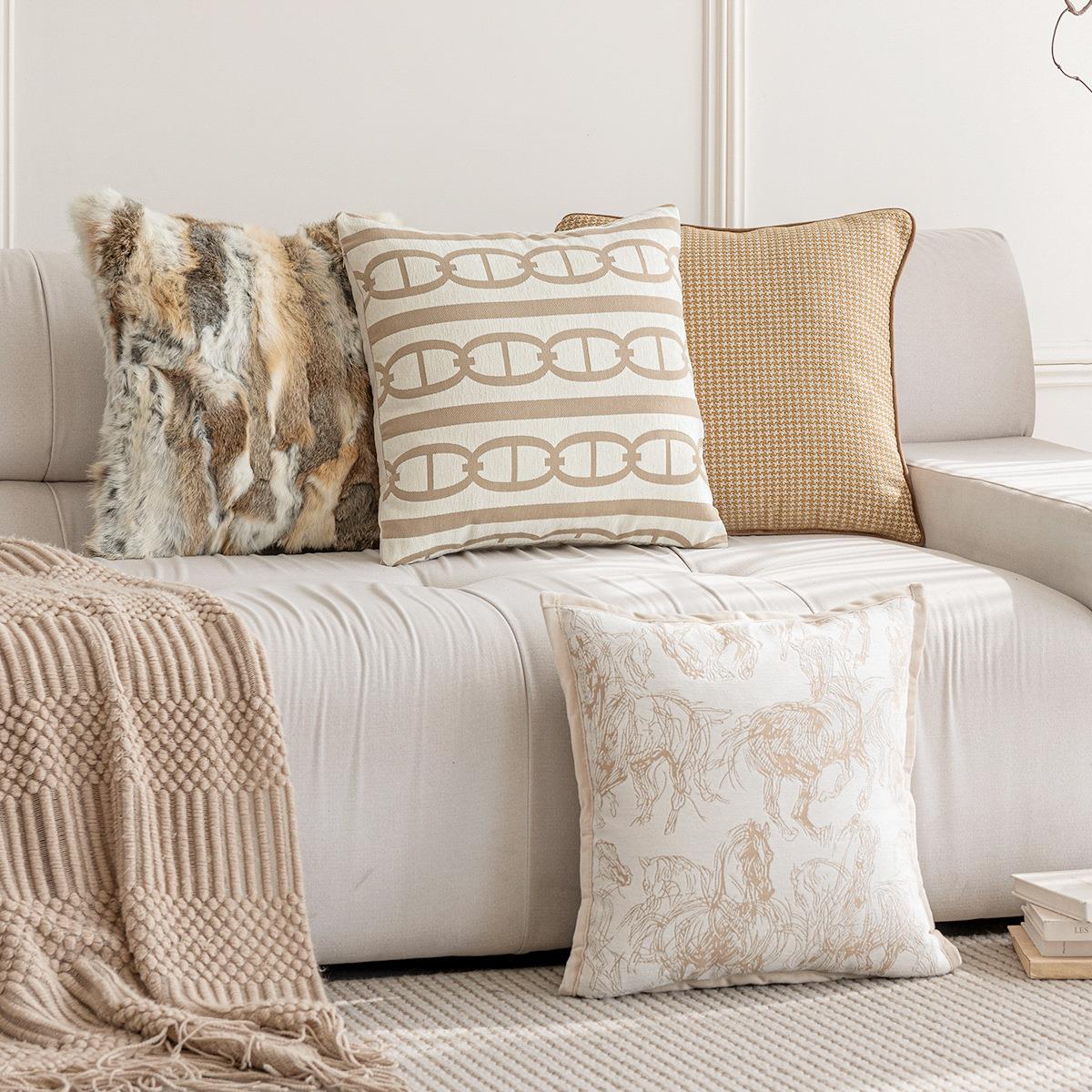 轻法式雪尼尔提花抱枕客厅沙发装饰靠垫样板间酒店靠枕抱枕套