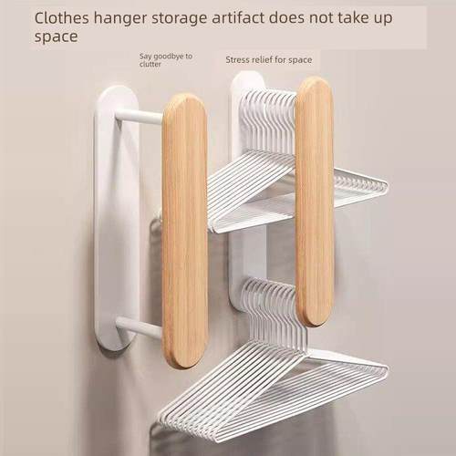 衣架储物架壁挂式原木阳台家用实木晾衣架方便储物钩免打孔衣架