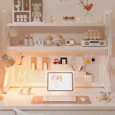 桌面置物架学生办公桌书桌简易收纳架电脑桌上铁艺洞洞板多层书架