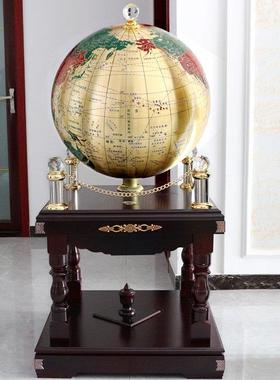 纯铜地球仪落地摆件实木高档办公室大厅公司开 业乔迁学校校庆礼