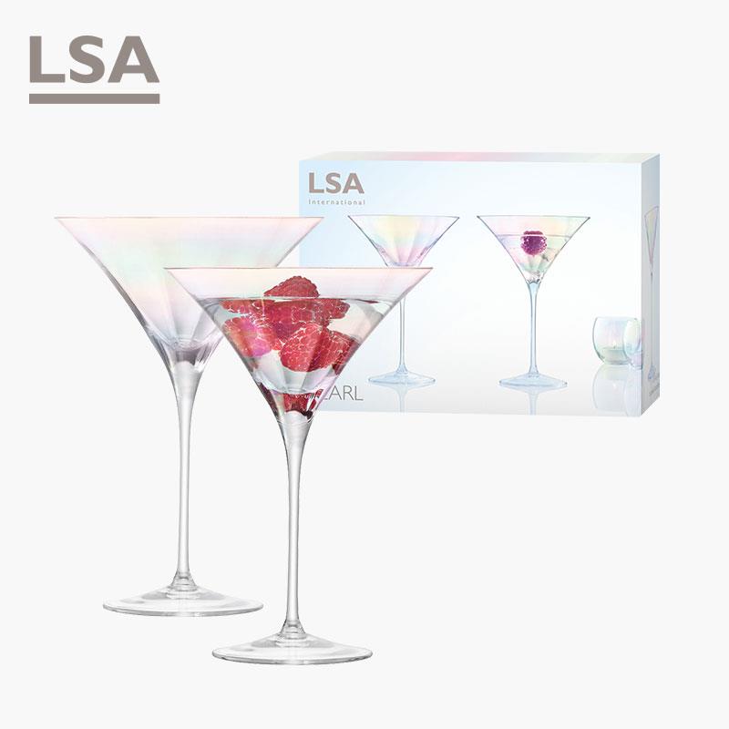 英国LSA彩虹高脚鸡尾酒杯一对礼盒 水晶玻璃马提尼杯子套装礼物
