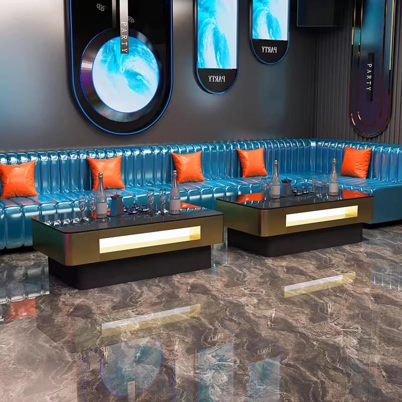 新款KTV茶几发光桌子卡座包厢不锈钢钢化玻璃轻奢专用酒吧台现货