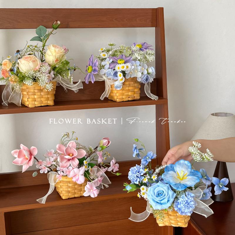 逼真彷真花花篮花艺客厅摆设绿植民宿假花桌面装饰高档餐桌摆件