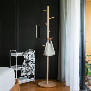 实木卧室落地挂衣架家用客厅衣服架子不占地衣帽架加粗加厚无拼接