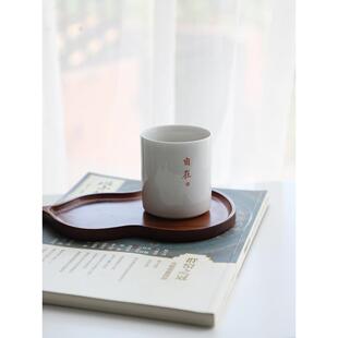 山水一间白瓷直口茶水杯家用果汁饮料杯中式纯色可定制对杯礼盒装