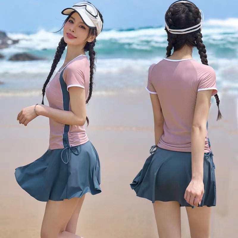 泳衣分体女款2024新款保守裙式遮肉显瘦微胖女孩大码海边夏季泳衣