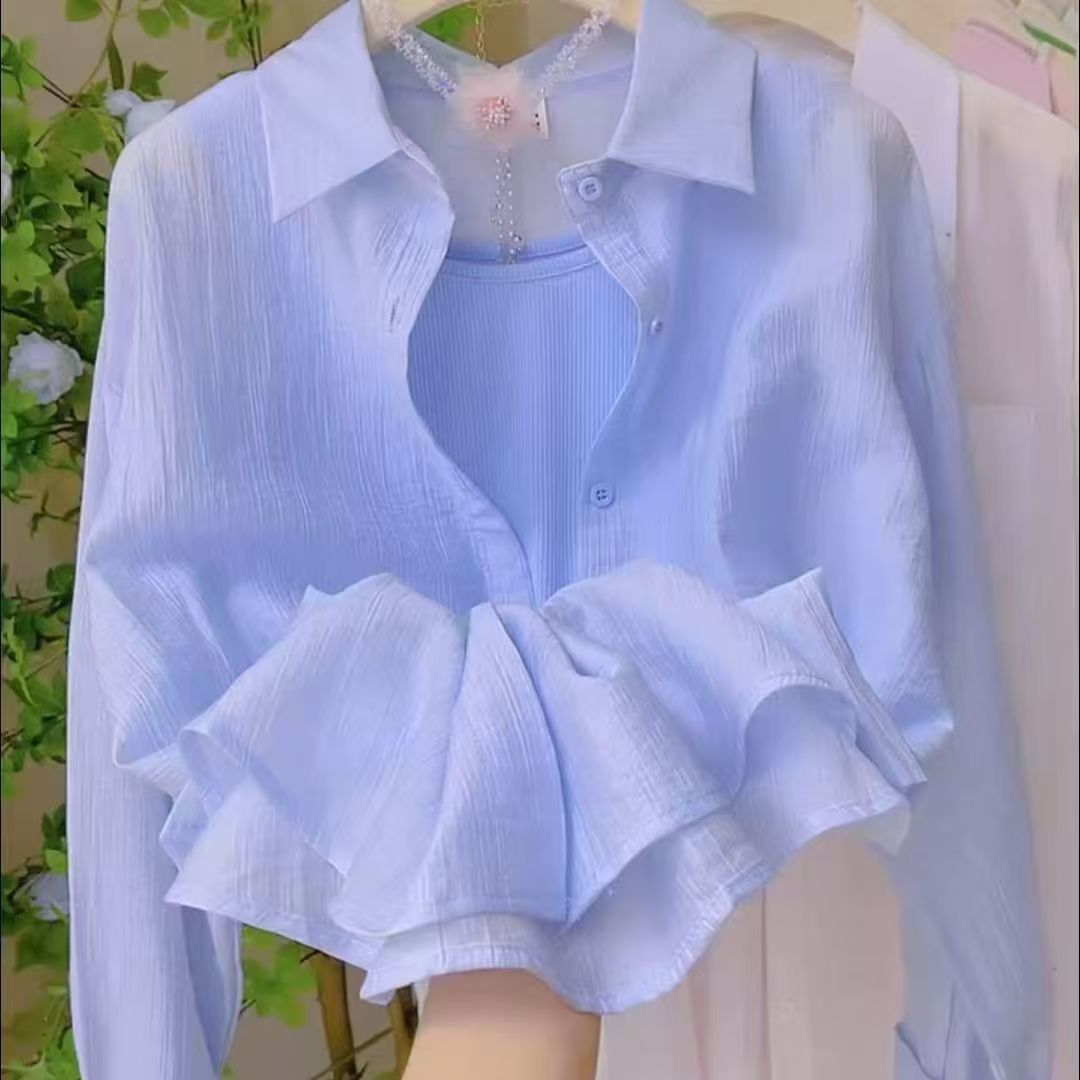 潮流POLO长袖褶皱防晒衬