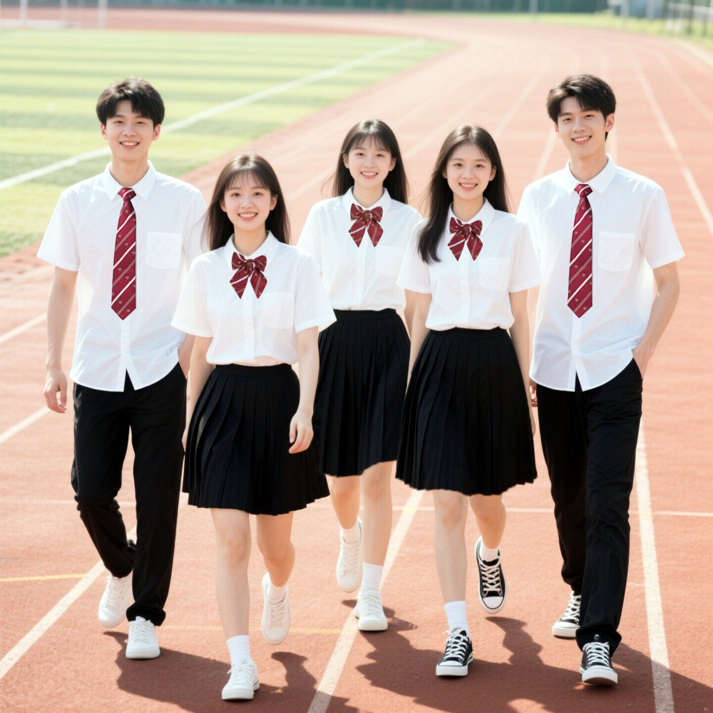 五一朗诵大合唱表演出服毕业拍照白衬衫初中学生黑裤子班服套装女