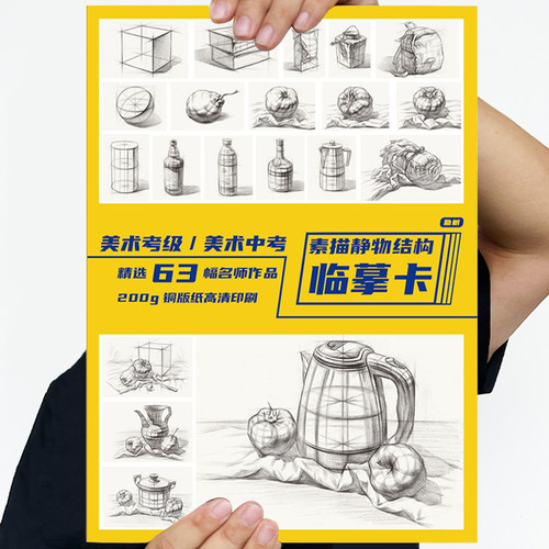 素描静物结构临摹卡 组合单体结构步骤明暗文创临摹页作品高清精美创意艺考生高级入门教材基础教程