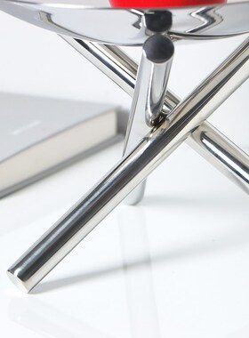 现代简约轻奢不锈钢金属三脚w圆盘水果盘电镀银色KTV吧台糖果托盘