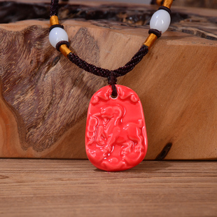 陶瓷十二b生肖牛虎龙蛇吊坠马羊鸡狗猪黄色项链本命年属相猪猴鼠