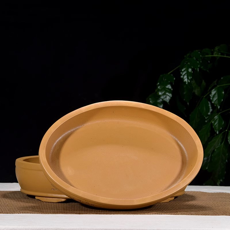 紫砂花盆特d大号椭圆形假山盆室内桌面无孔吸水石盆景盆带孔老桩