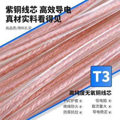 加塑透明包塑铜绞线紫铜连接线桥架跨配电箱接地线绝缘护套防静电