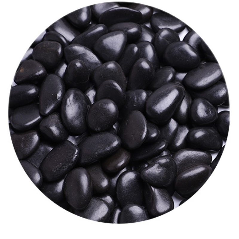 40斤抛光黑色石头鹅卵石雨花石庭D院铺路阳台造景黑色石子园林装