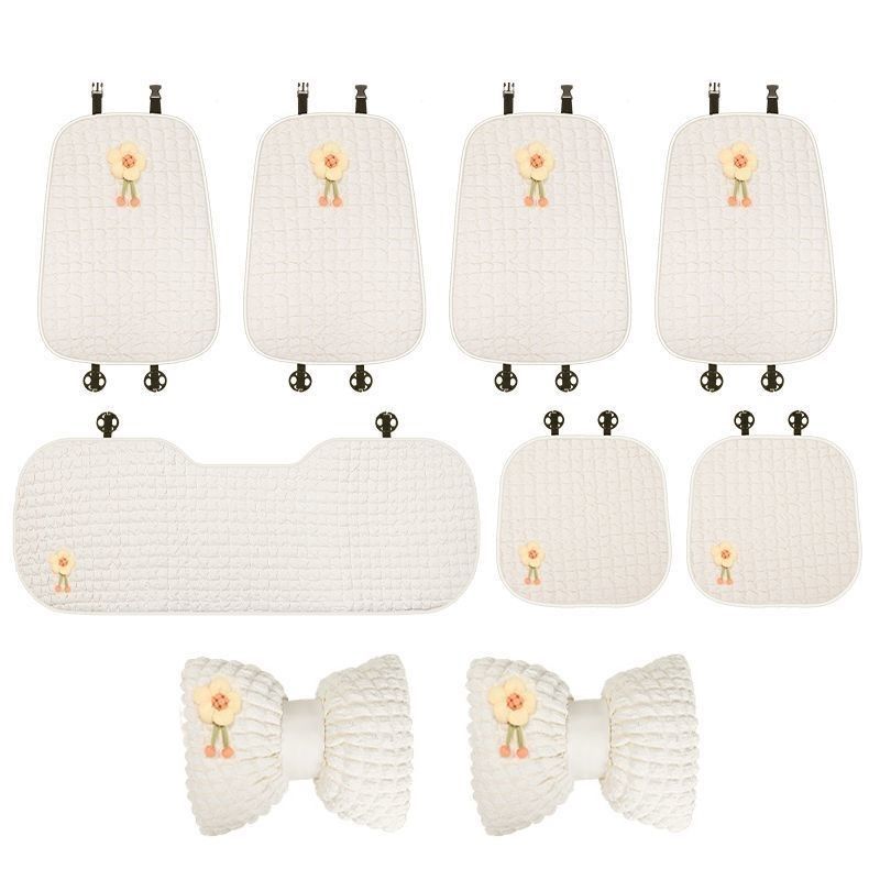 纯白简约汽车坐垫夏季经典可爱女神四季通用通风透气车载座垫凉垫