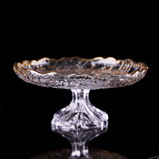 创意高脚小吃玻璃果盘轻奢放切好的美容院K水果盘ktv专用零食盘小