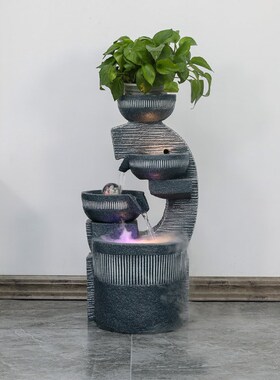 现代流水摆件循环水客厅鱼缸落地造景室内招财水景观风水轮加湿器