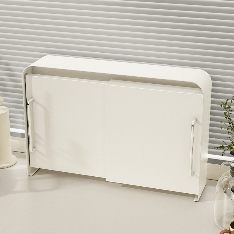 奶油风厨房调料品置物架多层收纳层架家用防尘收纳柜推拉式隔板层