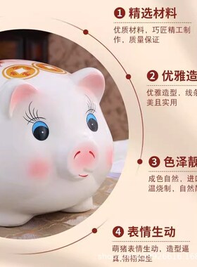 陶瓷存钱罐不可取小猪网红储蓄罐儿童男孩女孩大号储钱罐只进不出
