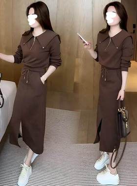 休闲卫衣套装裙女2025春秋季新款穿搭洋气宽松中长款半身裙两件套