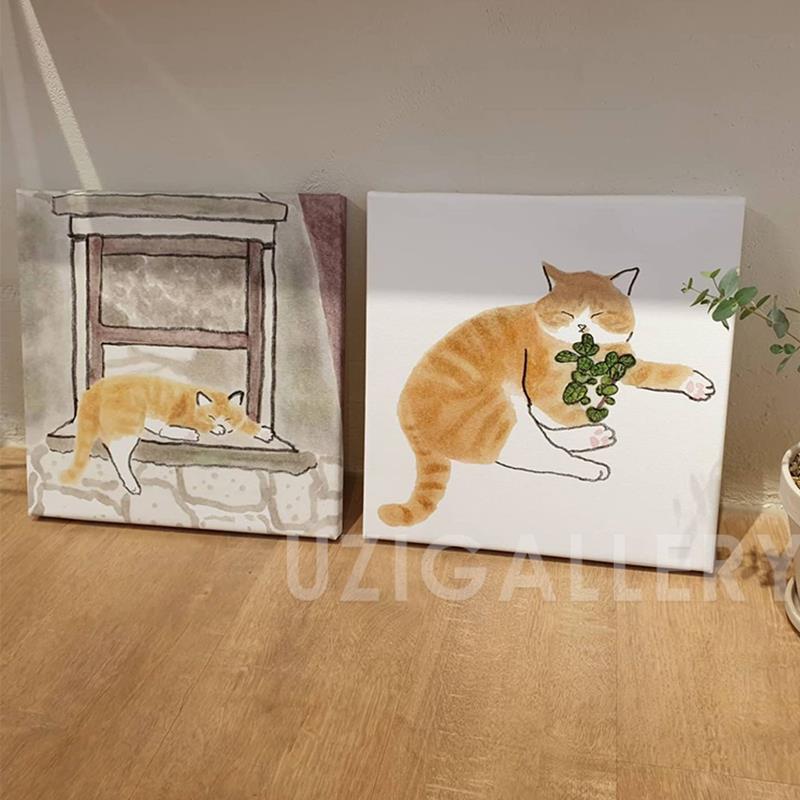 客厅动物餐厅装饰画可爱猫咪儿童房床头挂画简约创意沙发背景墙画图片
