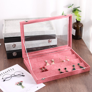 首饰收纳盒简约欧式透明耳环耳钉发卡耳夹项链分格收拾盒子珠宝箱