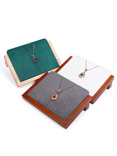 实木项链展示架超纤斜面套链托手链饰品收纳架子吊坠珠宝展示道具