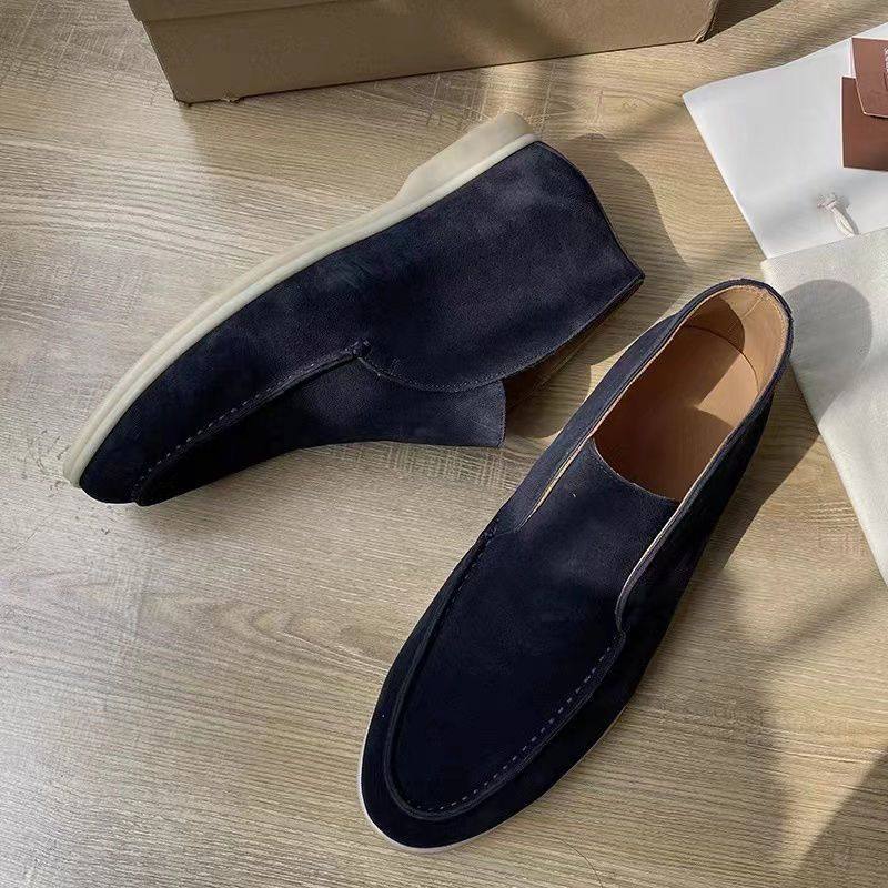 Export LP Loafers Men Fall and Winter New Arrival High-Top Handmade Genuine Leather Suede Slip-on Casual Foreign Trade Men's Shoes