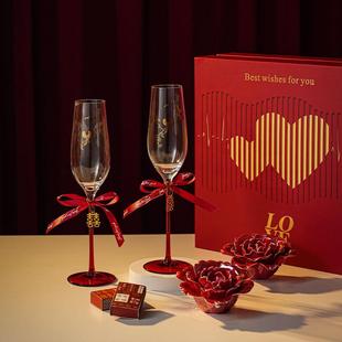 双子星创意情侣款送新娘喜上眉梢闺蜜香槟杯红酒杯套装礼盒伴手礼
