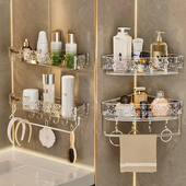 收纳卫生间置物架免打孔亚克力厕所洗手洗漱台壁挂墙上转角三角架