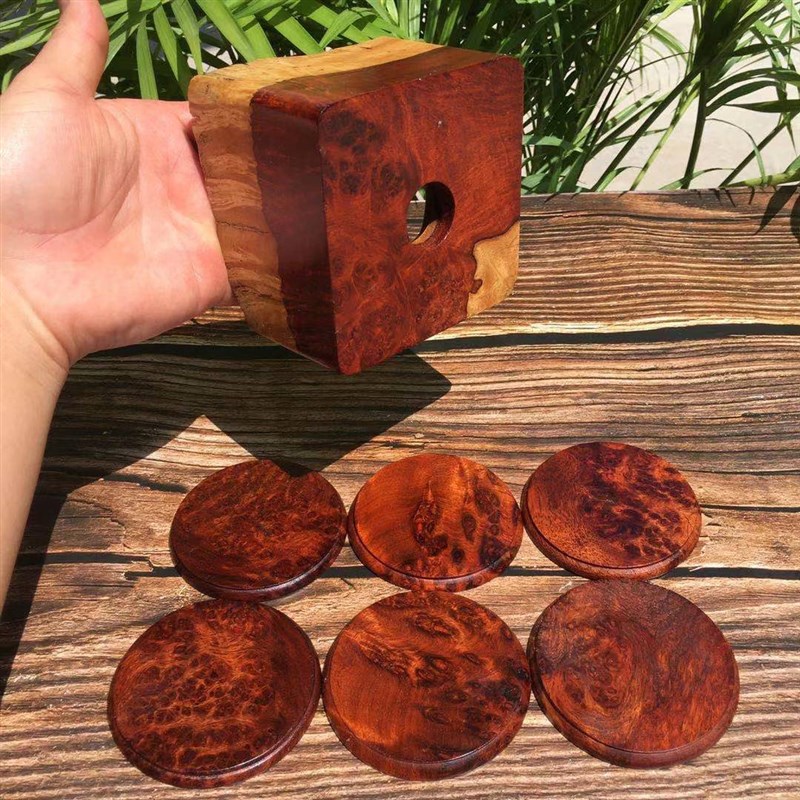 红木杯垫 缅甸花梨n红木树瘤樱木碗垫木杯垫茶杯垫 隔热垫实木垫