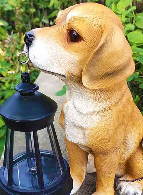 太阳能小狗摆件庭院仿真花园露台阳台园艺动物雕塑装饰布置树脂