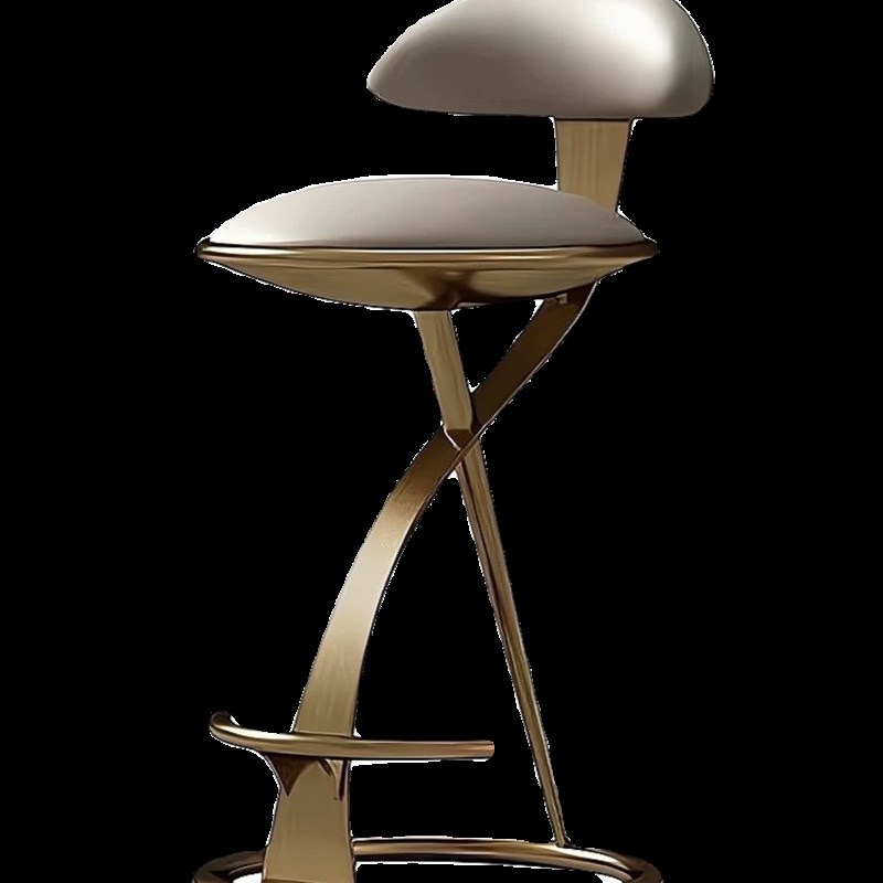 意式收银台轻奢不锈钢吧台椅别墅D网红滑轮皮艺椅前台高脚凳定制