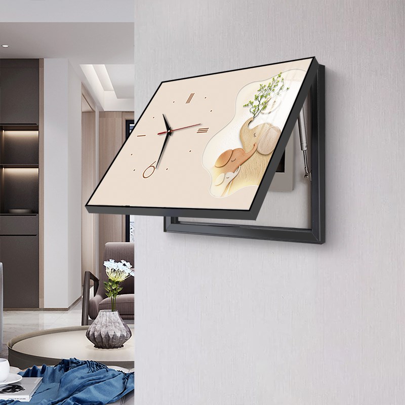 电表箱装饰画带钟表电闸盒配电箱空开G箱遮挡挂钟高级感时钟挂画