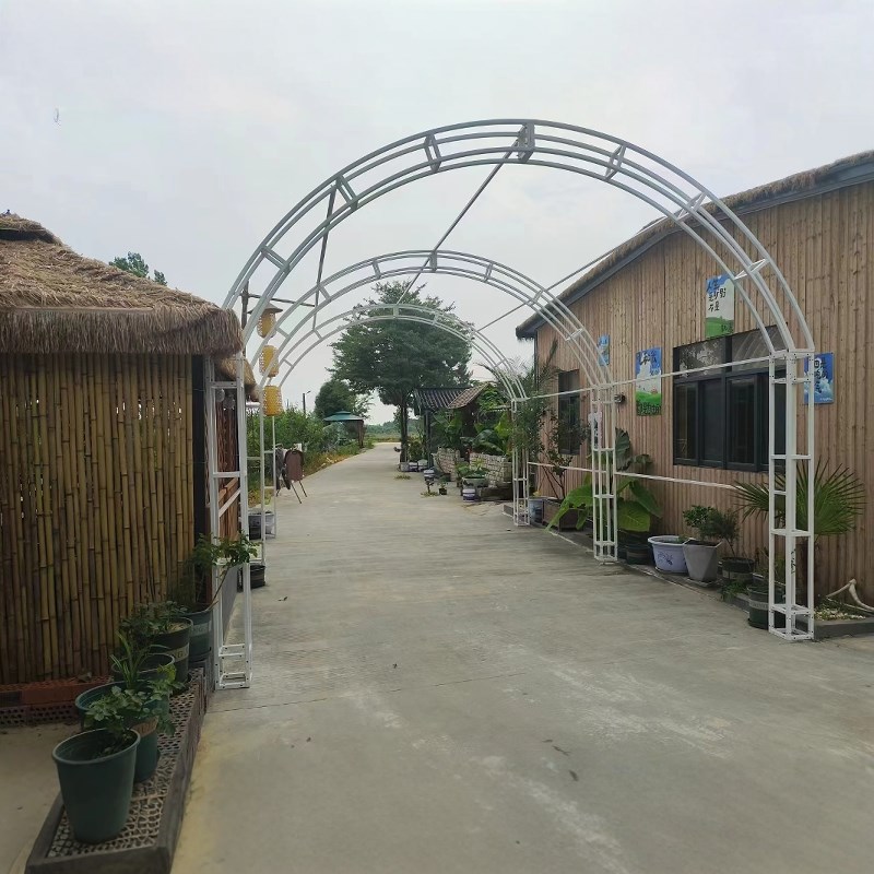 铁艺爬藤户d外长廊拱门圆弧拱门桁架圆形桁架半圆风车拱门插花支