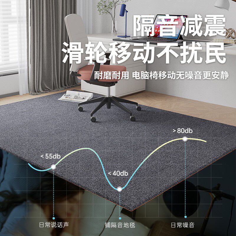 电竞房地毯耐脏隔音垫子电脑椅转椅椅子卧室桌椅地垫木地板保护垫