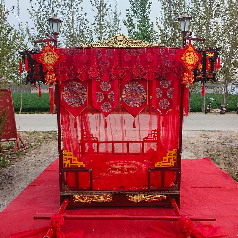 步撵凤撵十六抬汉唐n明制花轿子婚庆道具中式婚礼钢管折叠迎亲八