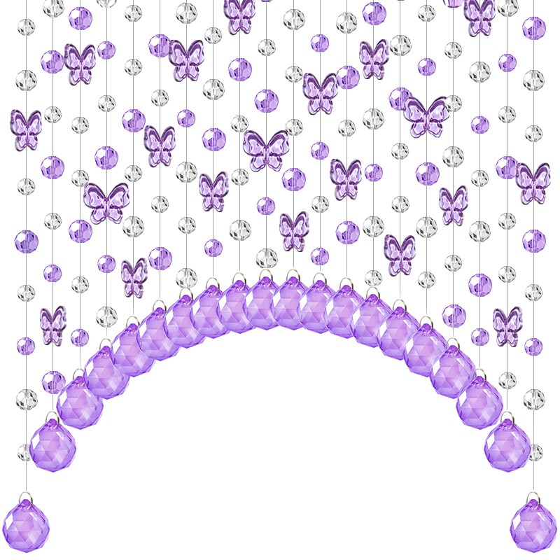 珠帘门帘家用卧室客厅水晶蝴蝶卫生间过道遮挡隔断帘X子免打孔挂