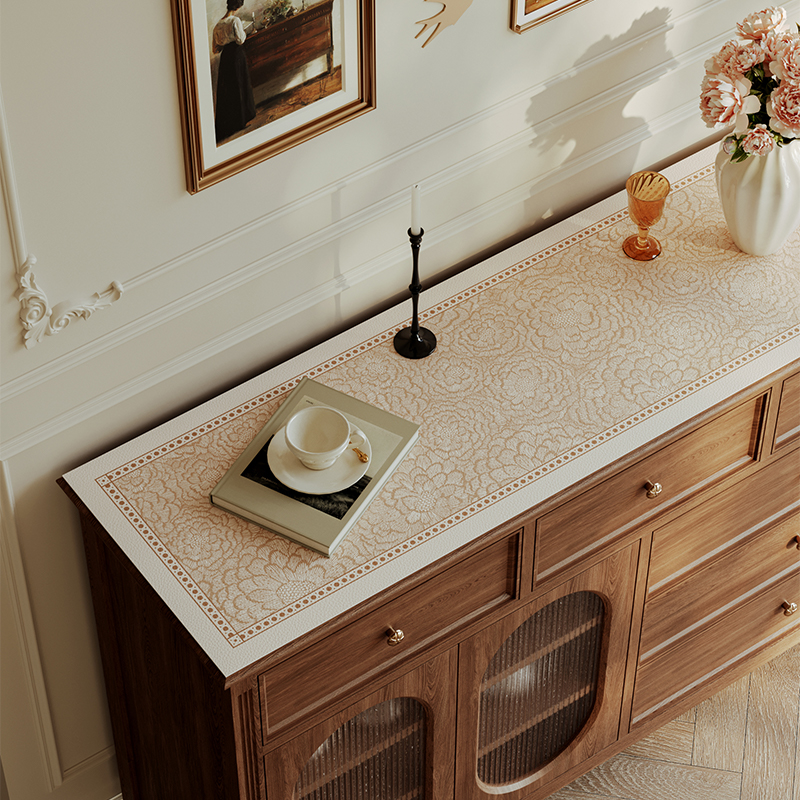 蕾雅法式轻c奢皮革边柜垫电视柜化妆防水梳妆台防尘垫长条装饰定