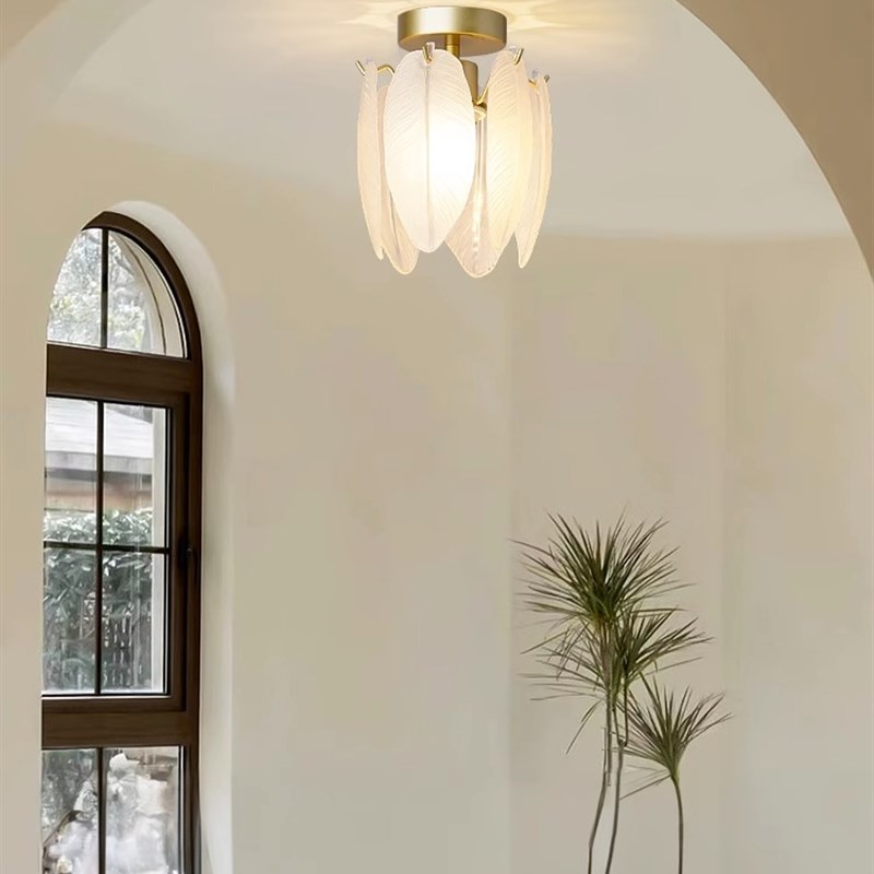 法式轻奢玻璃走廊灯n过道灯玄关灯吸顶灯现代简约阳台入户衣帽间