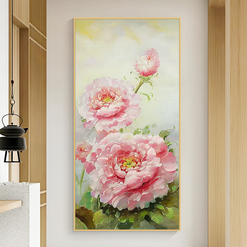 牡丹花数字油画diy手r工填色减压高级感新中式客厅玄关丙烯装饰画图片