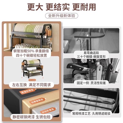 厨房置物架碗碟收纳层架沥水碗盘架家用多功能放碗架碗盘柜碗筷收