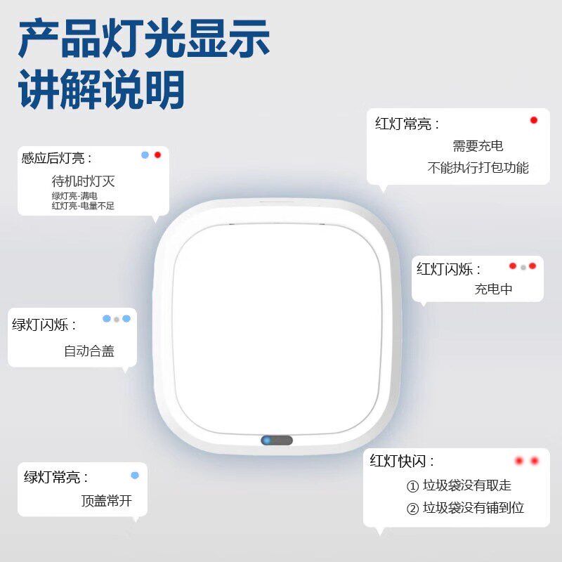 智能感应式垃圾桶全自动打包换袋吸附家用客厅卧室卫生间厨房厕所