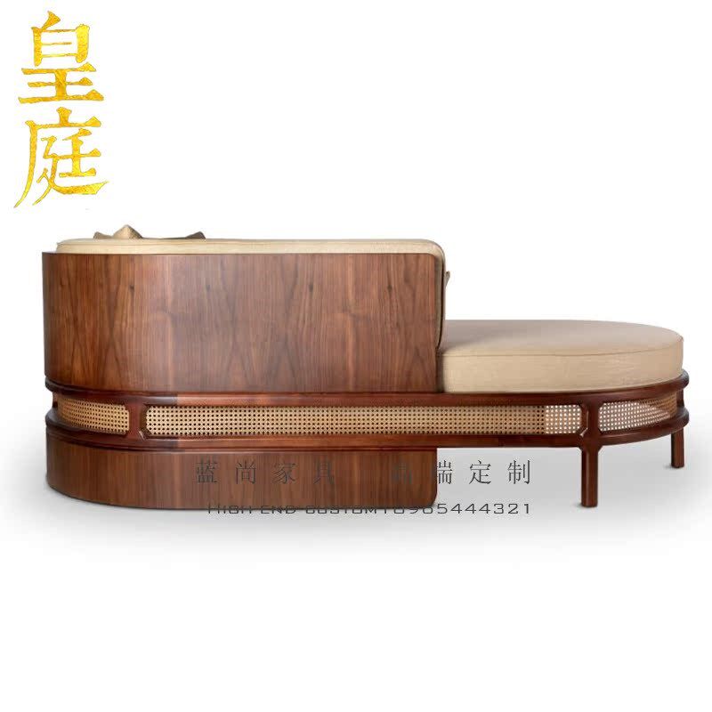 新中式贵妃沙发床尾长凳懒人躺椅养老院月子会所别墅客厅家具定制