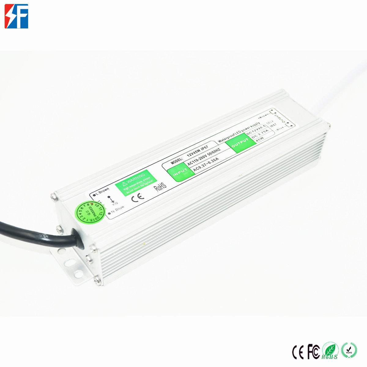 跨境 12v3.7防水开关电源12v45w户外监控led直流驱动ac转dc