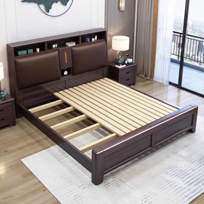 中式胡桃木床卧室实木家具双人床现代简约主卧1.8米1.5米婚床