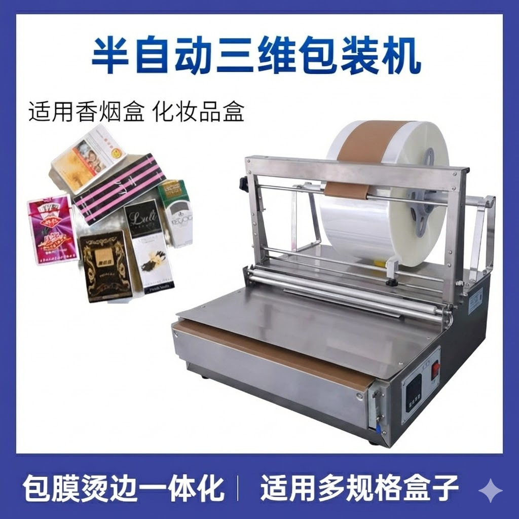 烟盒透明膜烟包机 纸巾盒三维包装机 半自动扑克牌盒BOPP膜烫膜机