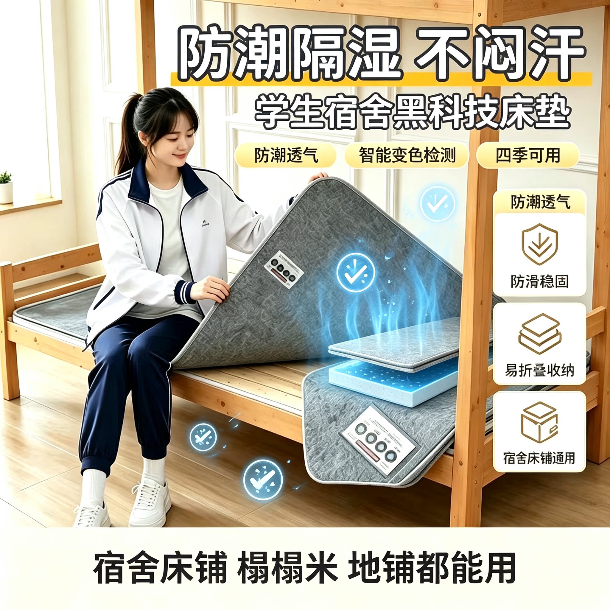 宿舍加厚吸湿防霉防潮毛毡床垫