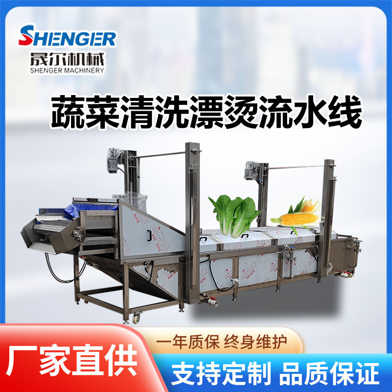 全自动果蔬杀青护色机 商用可控温竹笋漂烫线 玉米预煮冷却线
