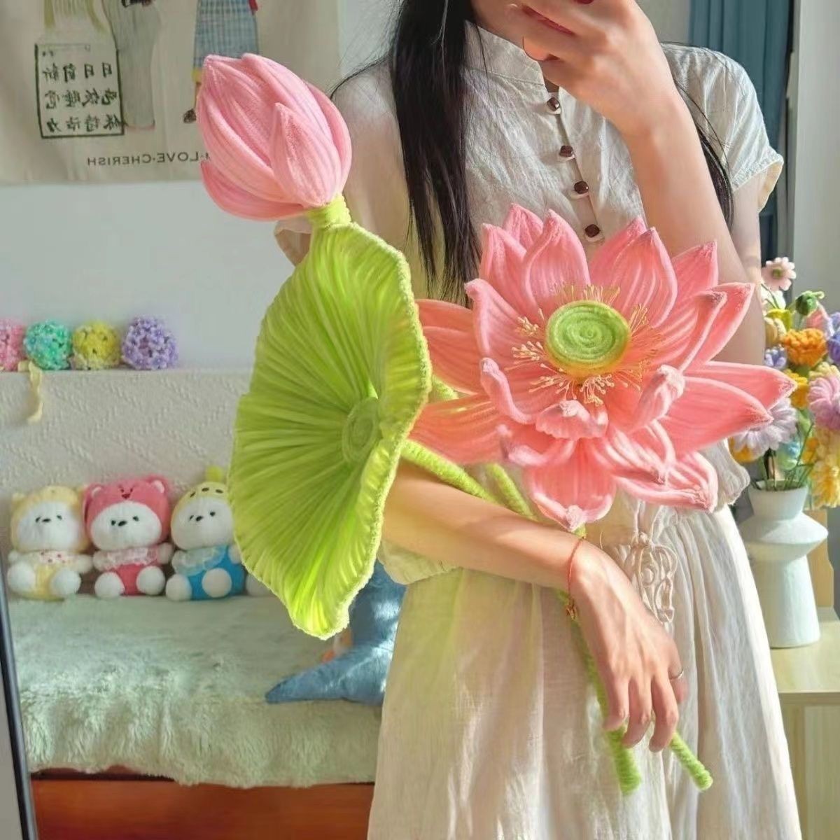 扭扭棒巨型荷花手工花束diy材料包超大好运莲莲送男女友生日礼物